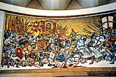 San Pietroburgo - il bel mosaico che rappresenta la famosa battaglia sulla Neva nella stazione della metro Ploschad' Aleksandra Nevskogo. 